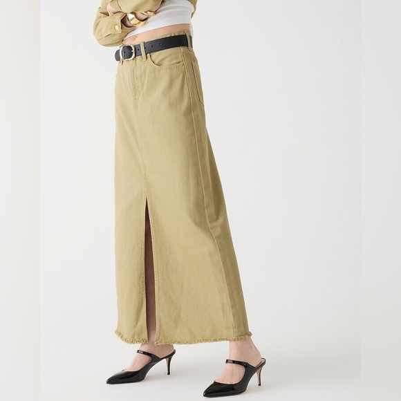 Classic denim maxi skirt in khaki Size 32 like new - Picture 1 of 12
